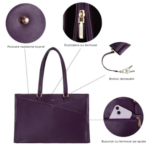 Tote elegant pentru laptop, mov