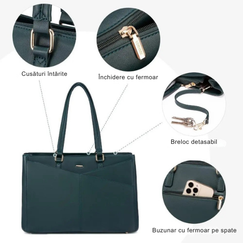 Tote elegant pentru laptop, mov