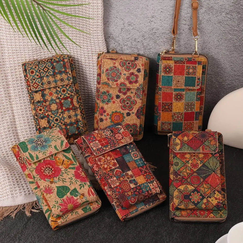 Portofel încrustat cu flori Boho Lila pentru umăr